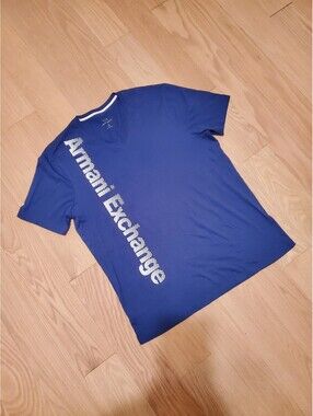 Armani Exchange Blue V-Neck T-Shirt Size L